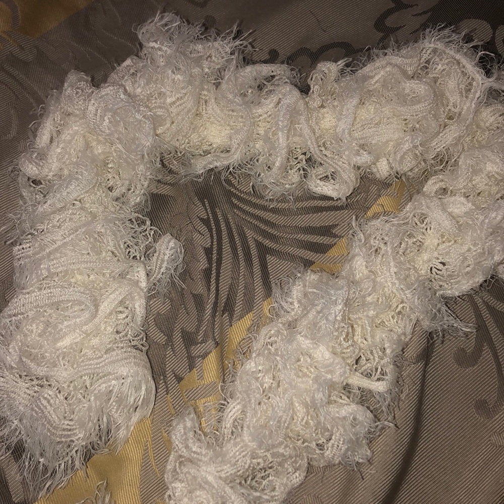 White Cream Crochet Scarf